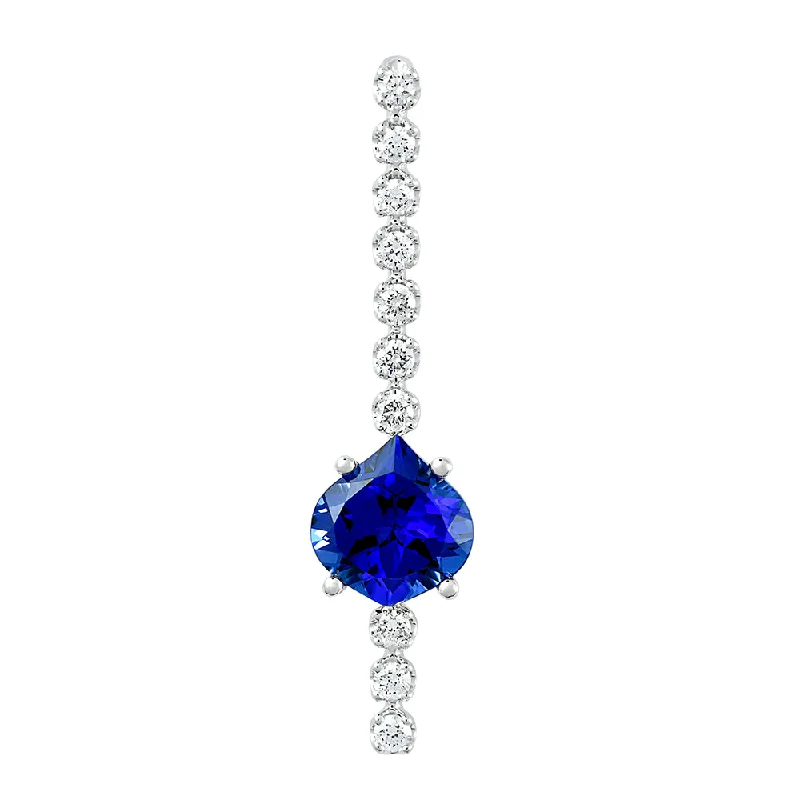 unique gemstone cocktail ring 14K White Chatham Sapphire and Lab Grown Diamond Pendant unique gemstone cocktail ring 14K White Chatham Sapphire and Lab Grown Diamond Pendant