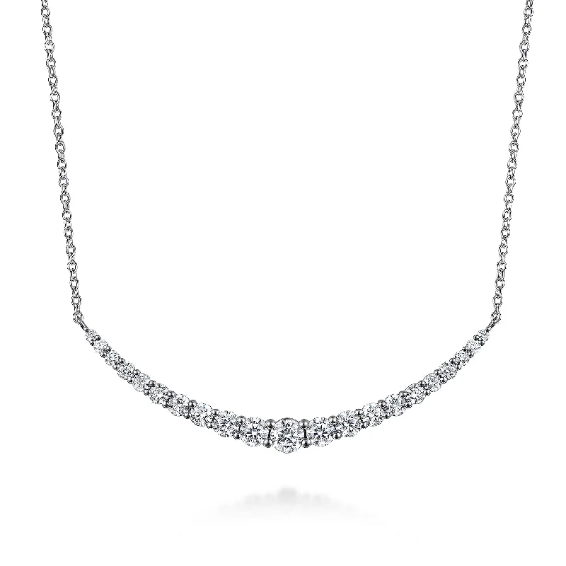 birthstone necklace for mom 14K White Natural Diamond 17.5 inch Necklace