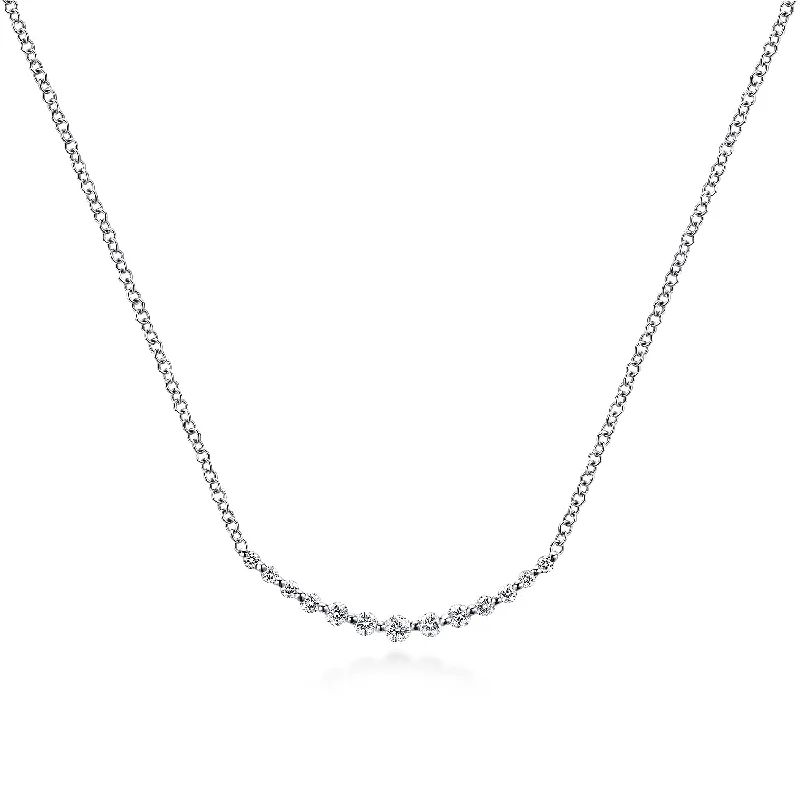 engraved pendant necklace 14K White Natural Diamond 17.5 inch Necklace