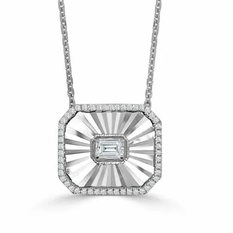 handcrafted gemstone ring women 14K White Natural Diamond 18 inch Necklace
