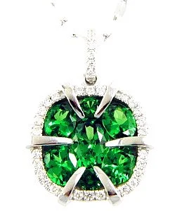 hammered sterling silver band 14K White Tsavorite Garnet and Natural Diamond 18 inch Necklace hammered sterling silver band 14K White Tsavorite Garnet and Natural Diamond 18 inch Necklace