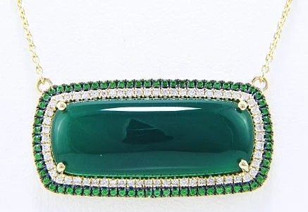 elegant pearl bridal set 14K Yellow Green Onyx,Tsvaorite and Natural Diamond 18 inch Necklace