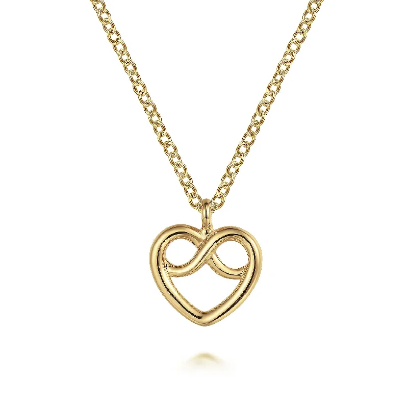 personalized photo locket necklace 14K Yellow Infinity Heart Necklace 17.5 inch