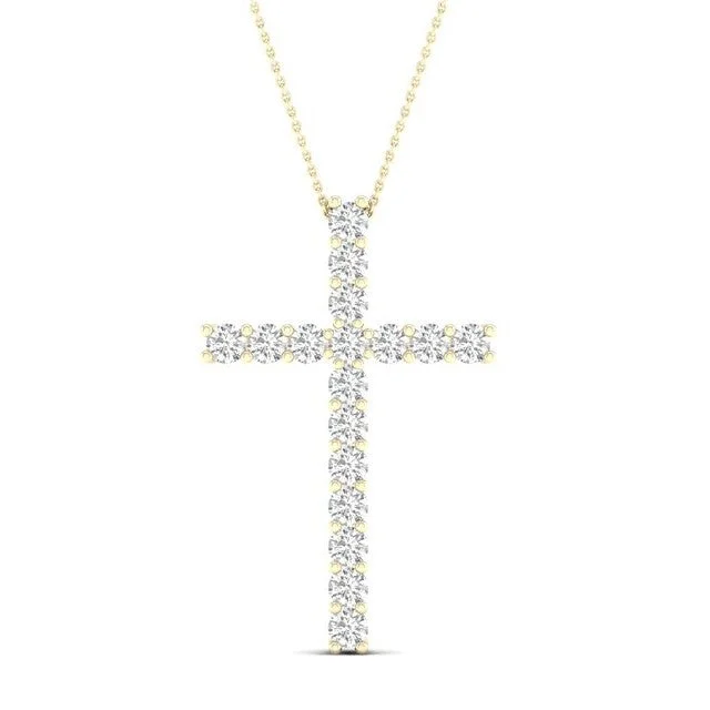 hammered silver pendant necklace 14K Yellow Lab Grown Diamond 18 inch Necklace