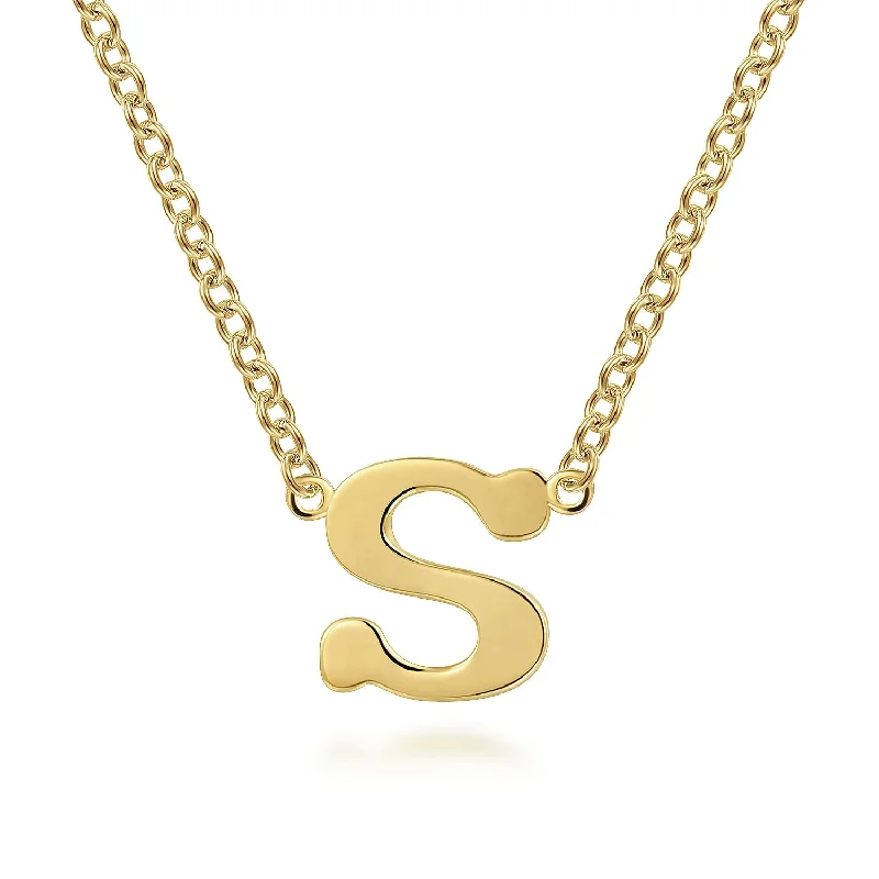 minimalist cuff bracelet adjustable 14K Yellow Letter S Necklace 17.5 inch