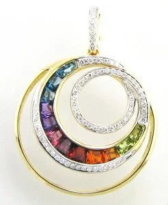vintage citrine ring 14K Yellow Multi-Gemstones and Natural Diamond Pendant