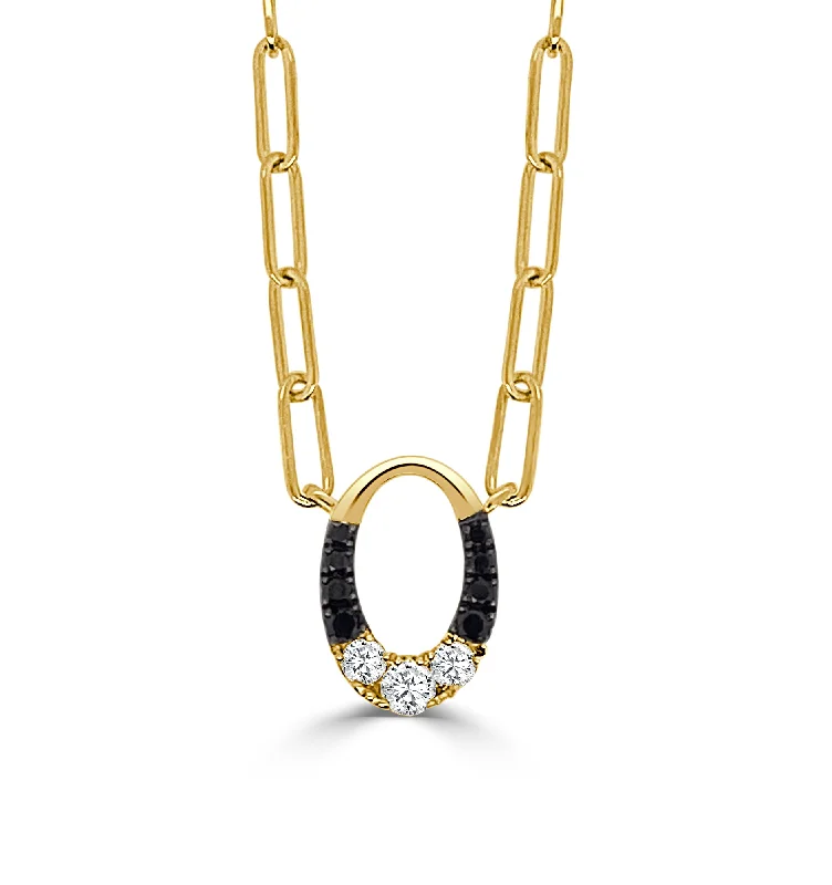 pearl stud earrings classic 14K Yellow Natural Black and White Diamond 18 inch Necklace