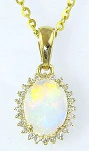 silver feather charm necklace 14K Yellow Opal and Natural Diamond 19 inch Necklace