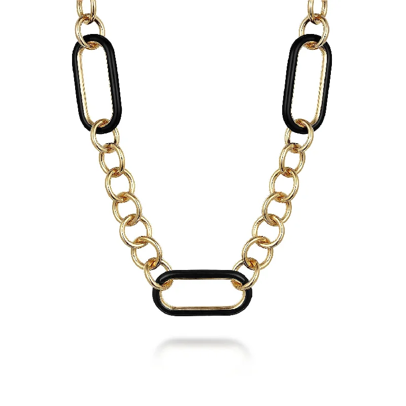 hammered gold stacking rings 14K Yellow Open Link Necklace 18 inch