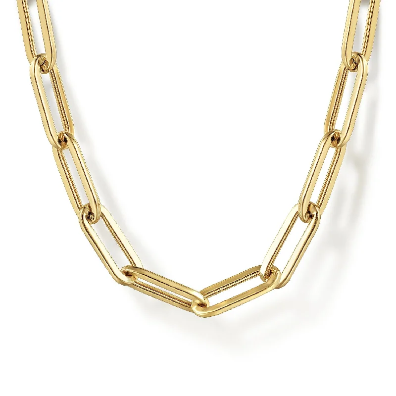 dainty chain bracelet layered 14K Yellow Paper Clip Necklace 17 inch