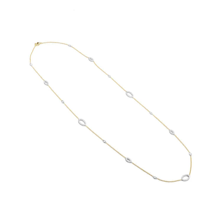 celestial moon and stars ring 14K Yellow & White Natural Diamond 18 inch Necklace