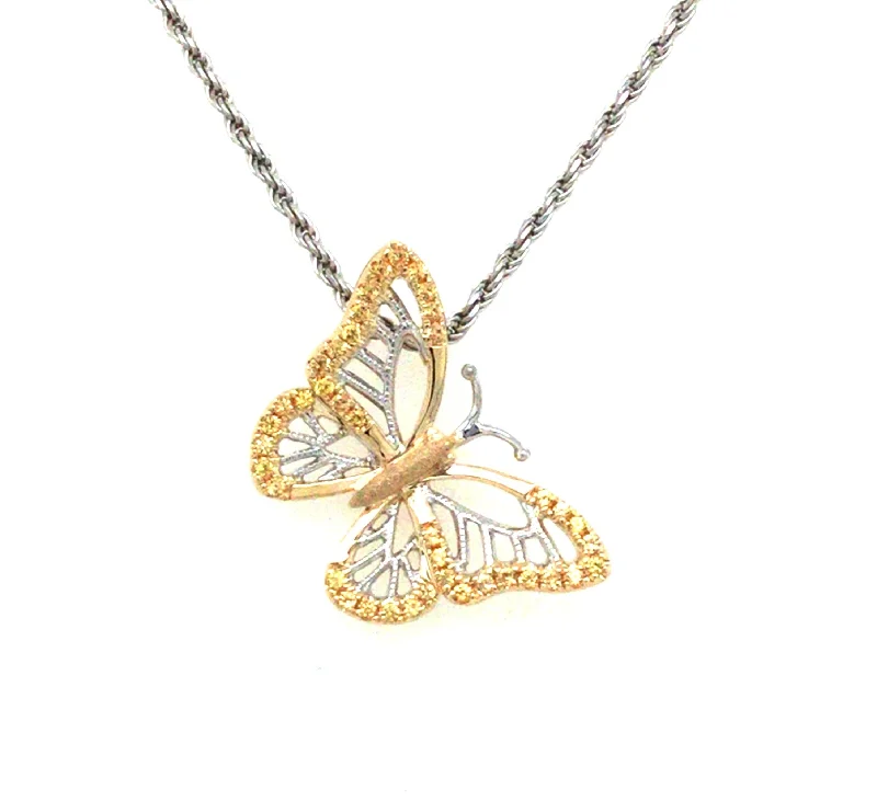rose gold feather earrings 14K Yellow & White Yellow Sapphire Butterfly Pendant