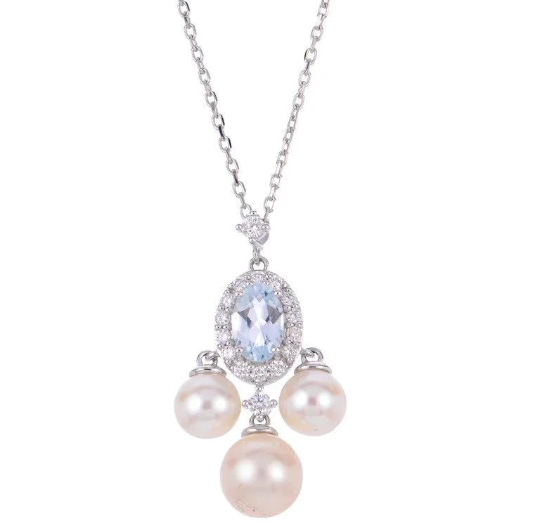 luxury emerald ring platinum 18 inch Fresh Water Pearl, Aquamarine and Natural Diamond Necklace 14K White Gold luxury emerald ring platinum 18 inch Fresh Water Pearl, Aquamarine and Natural Diamond Necklace 14K White Gold