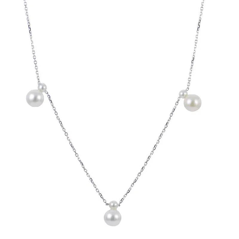 adjustable toe ring silver 18 inch Fresh Water Pearl  Necklace 14K White Gold