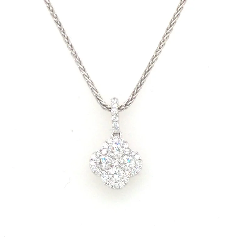 unique gemstone necklace handmade 18K White Natural Diamond 16 inch Necklace