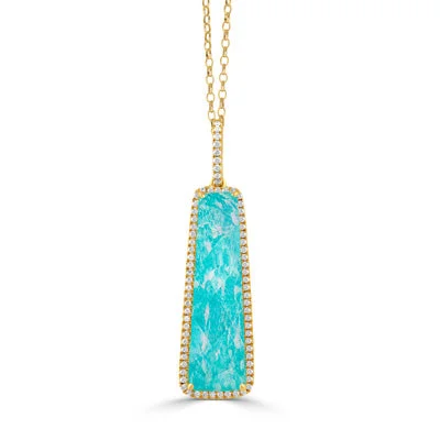 bohemian gemstone choker 18K Yellow Amazonite and Natural Diamond 18 inch Necklace