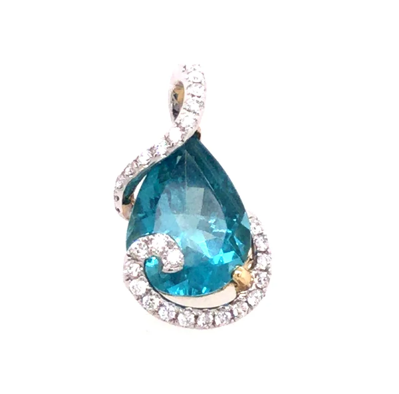 statement gold cuff earrings 18K Yellow & White Apatite and Natural Diamond Pendant statement gold cuff earrings 18K Yellow & White Apatite and Natural Diamond Pendant