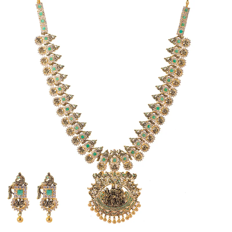 rose gold infinity bracelet 22K Antique Gold, Emerald & CZ Temple Jewelry Set (189.6gm)