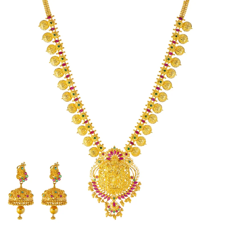 diamond halo pendant necklace 22k Yellow Gold, Emerald & Ruby Temple Necklace Set (94.6gm) diamond halo pendant necklace 22k Yellow Gold, Emerald & Ruby Temple Necklace Set (94.6gm)