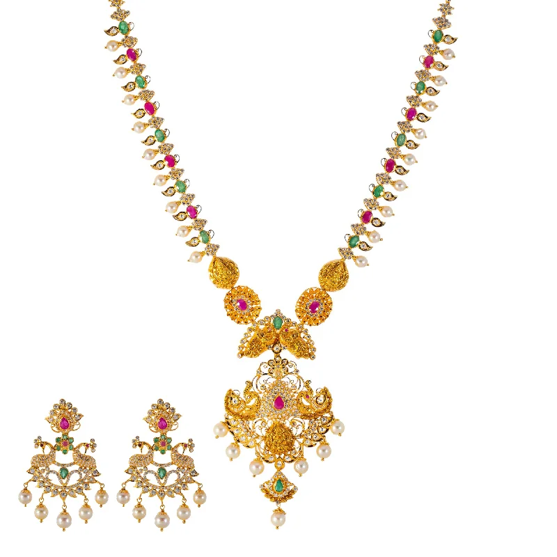 classic gold cuff bracelet 22k Yellow Gold, Gemstone, & Pearl Temple Necklace Set (93.7gm) classic gold cuff bracelet 22k Yellow Gold, Gemstone, & Pearl Temple Necklace Set (93.7gm)
