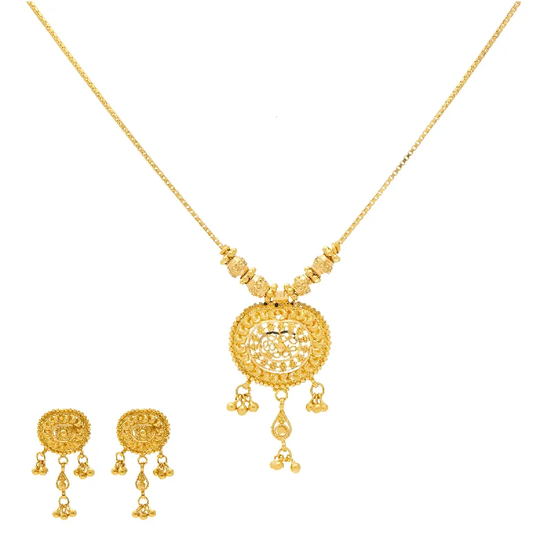 opal and gold earrings 22K Yellow Gold Necklace Set (16.6gm)