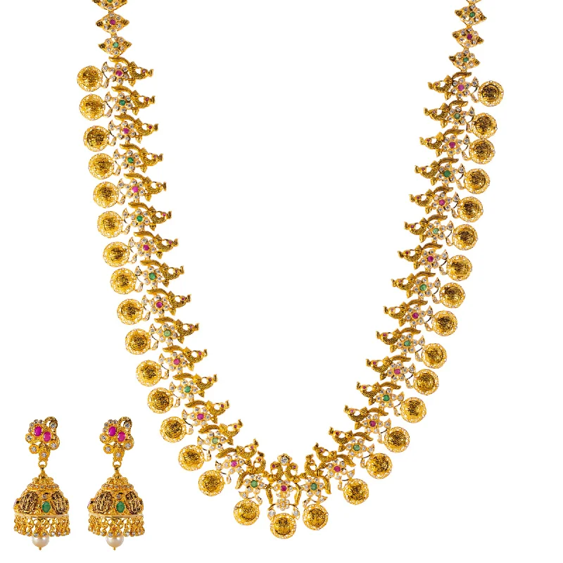 personalized zodiac birthstone necklace 22k Yellow Gold Temple Necklace Set w/ Gems & Pearls (132.2gm) personalized zodiac birthstone necklace 22k Yellow Gold Temple Necklace Set w/ Gems & Pearls (132.2gm)