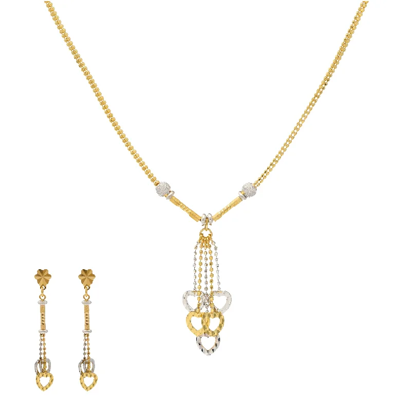 emerald-cut aquamarine necklace 22K Yellow & White Gold Beaded Heart Necklace Set (12.7gm) emerald-cut aquamarine necklace 22K Yellow & White Gold Beaded Heart Necklace Set (12.7gm)