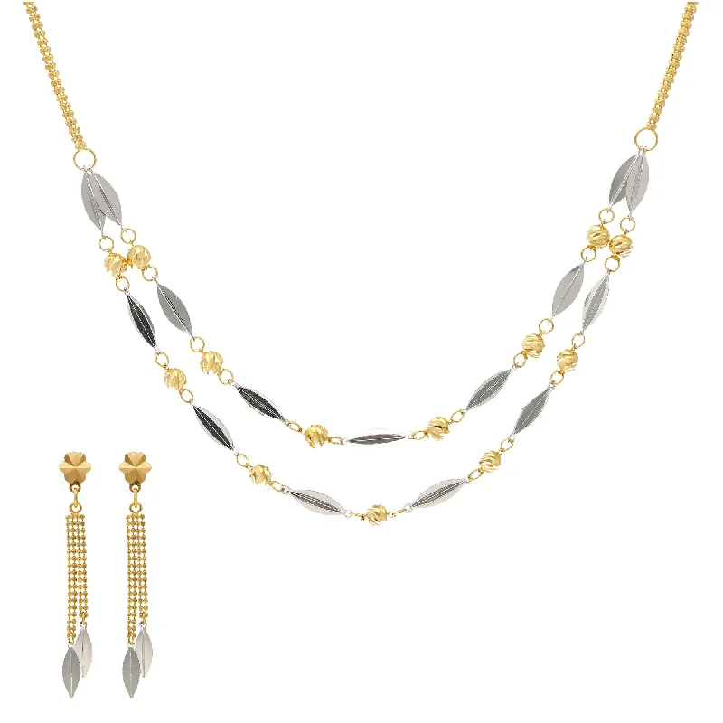 vintage-style garnet ring 22K Yellow & White Gold Flat Bead Necklace Set (12.6gm)