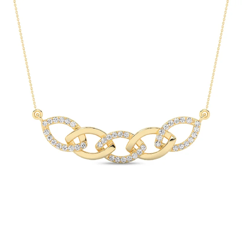 personalized name ring Alternating Diamond Cascade Link Necklace