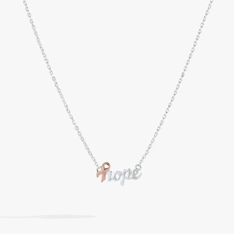 boho beaded statement necklace Breast Cancer Awareness Hope Necklace