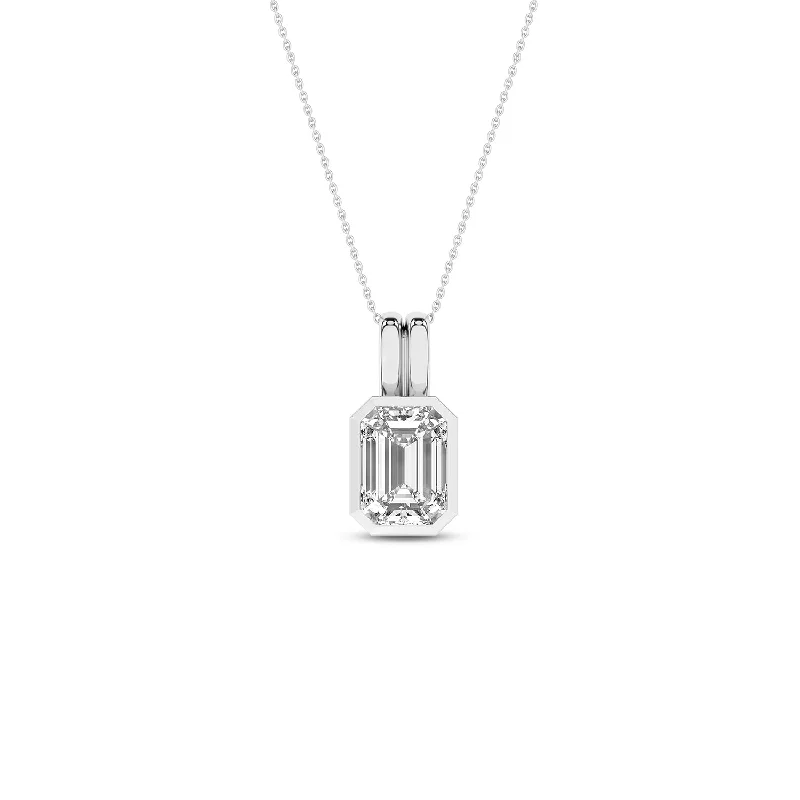 oval cut engagement ring platinum Coupled Emerald Bezel Necklace
