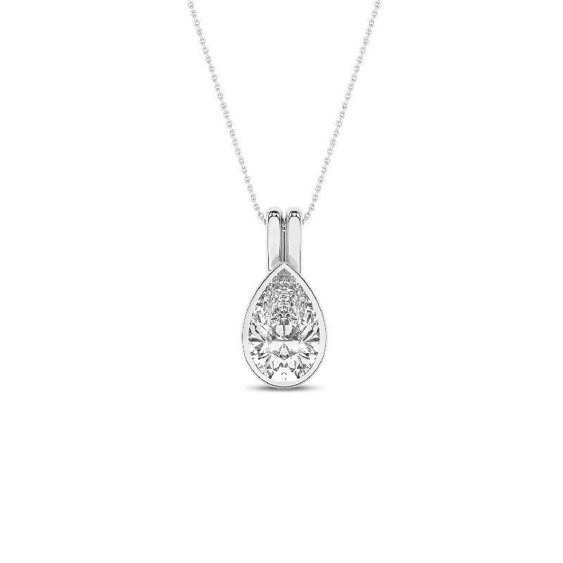 minimalist diamond stud earrings Coupled Pear Bezel Necklace