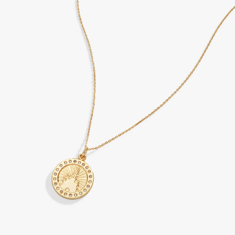minimalist gold crescent moon necklace Disney® Pavé Castle Charm Necklace