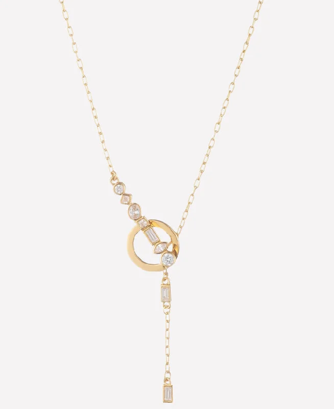 classic diamond solitaire necklace Federica Crystal Lariat Necklace
