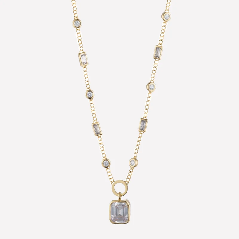 rose gold cubic zirconia earrings Indre Bezel Set Necklace