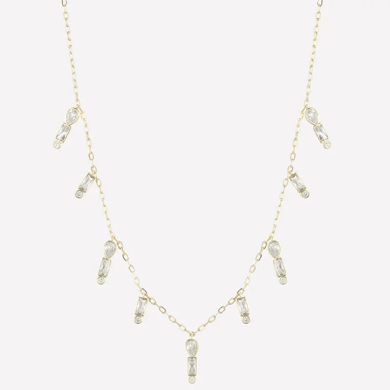 minimalist gold bracelet thin Jacquelyn Multi-Charm Necklace