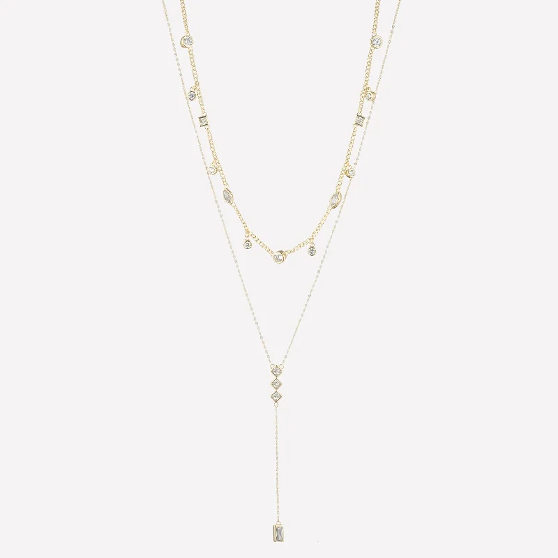statement silver feather earrings Josephine Lariat Chain Necklace