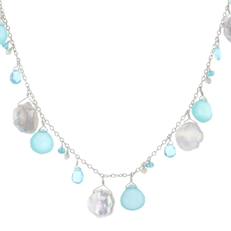 men’s beaded bracelet with charms Keshi Pearl & Briolette Chalcedony Necklace