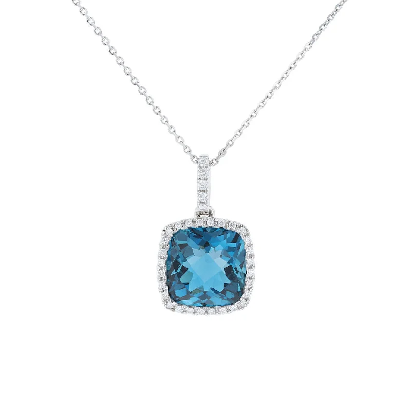celestial orbit ring set London Blue Topaz & Diamond Halo Pendant
