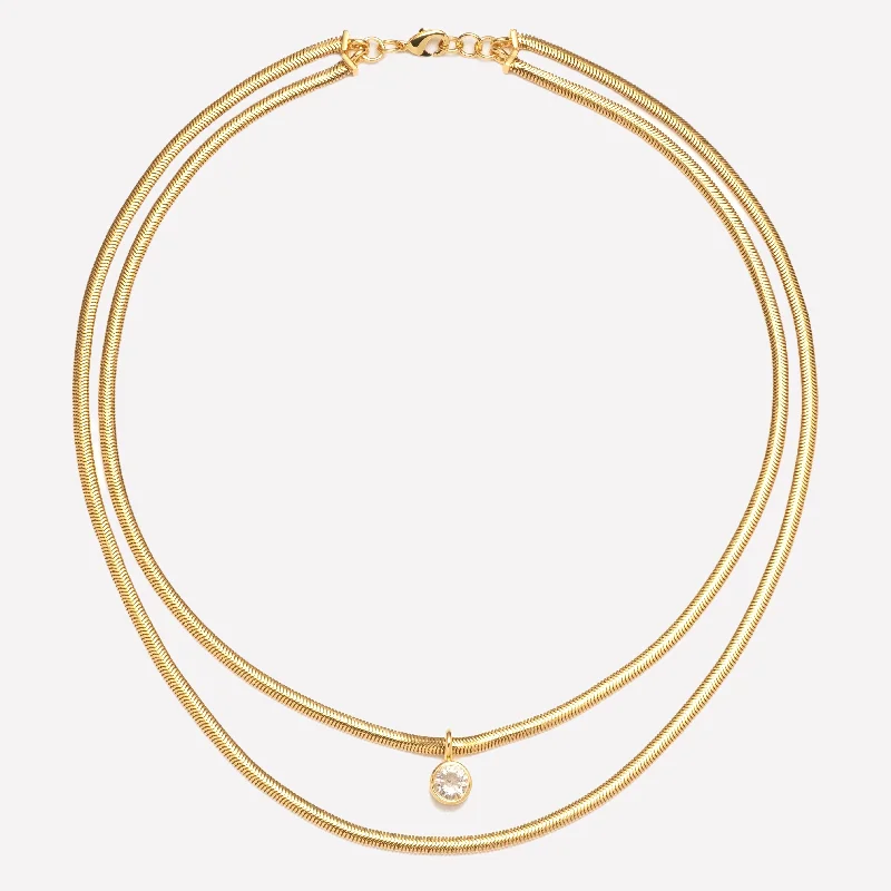 yellow sapphire engagement ring Lucile Gold Round Snake Chain