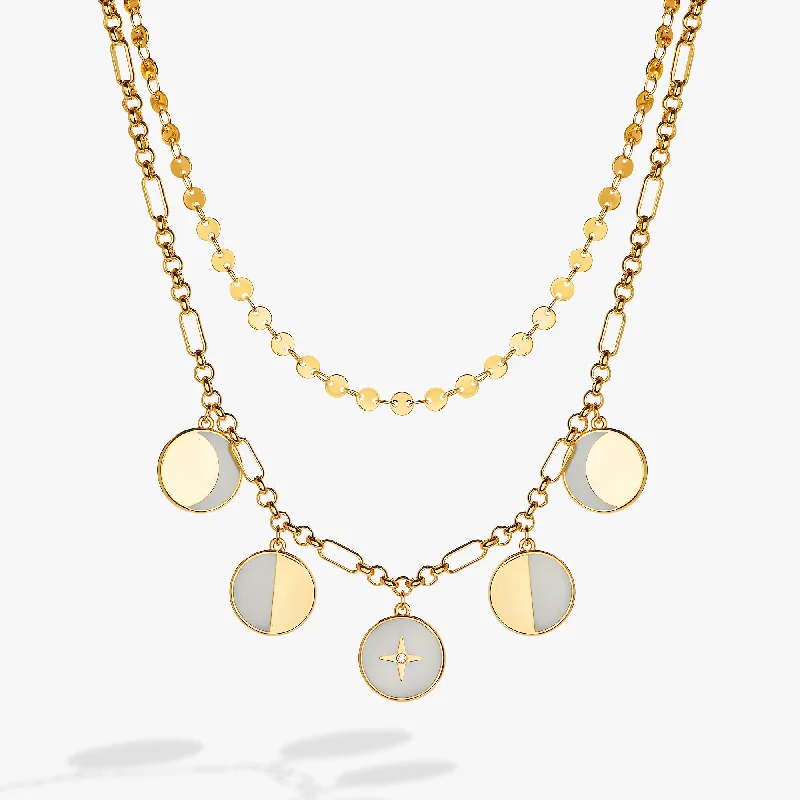 modern geometric drop earrings Moon Phase Necklace