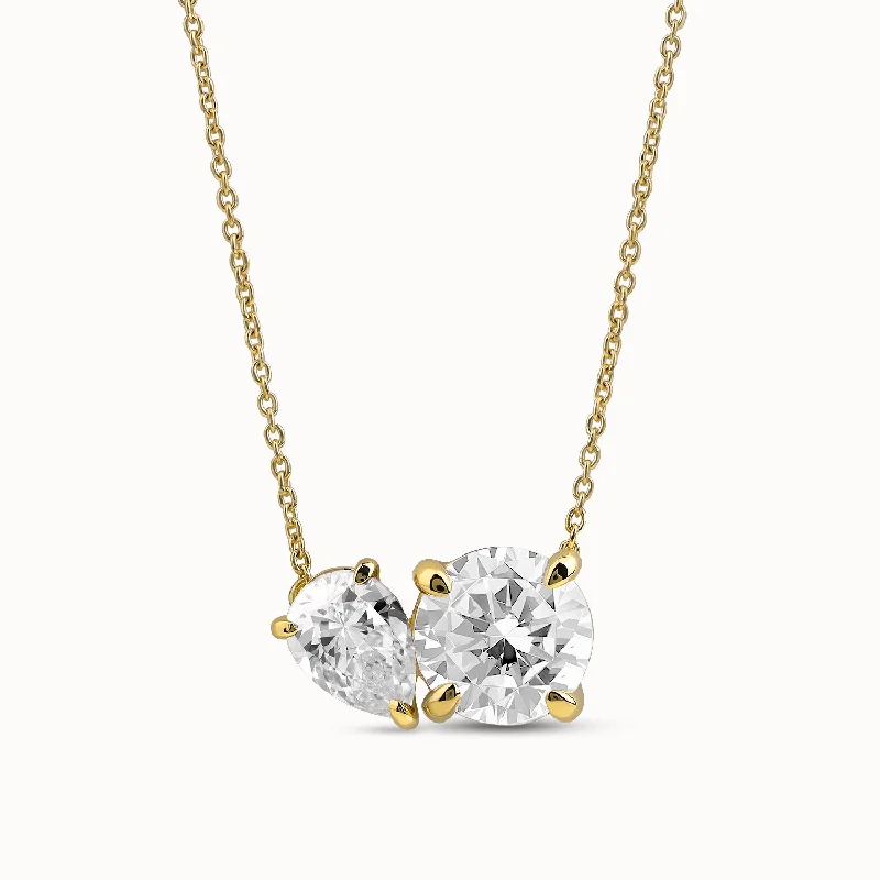 celestial sun charm anklet Pear-Round Diamond Toi et Moi Necklace
