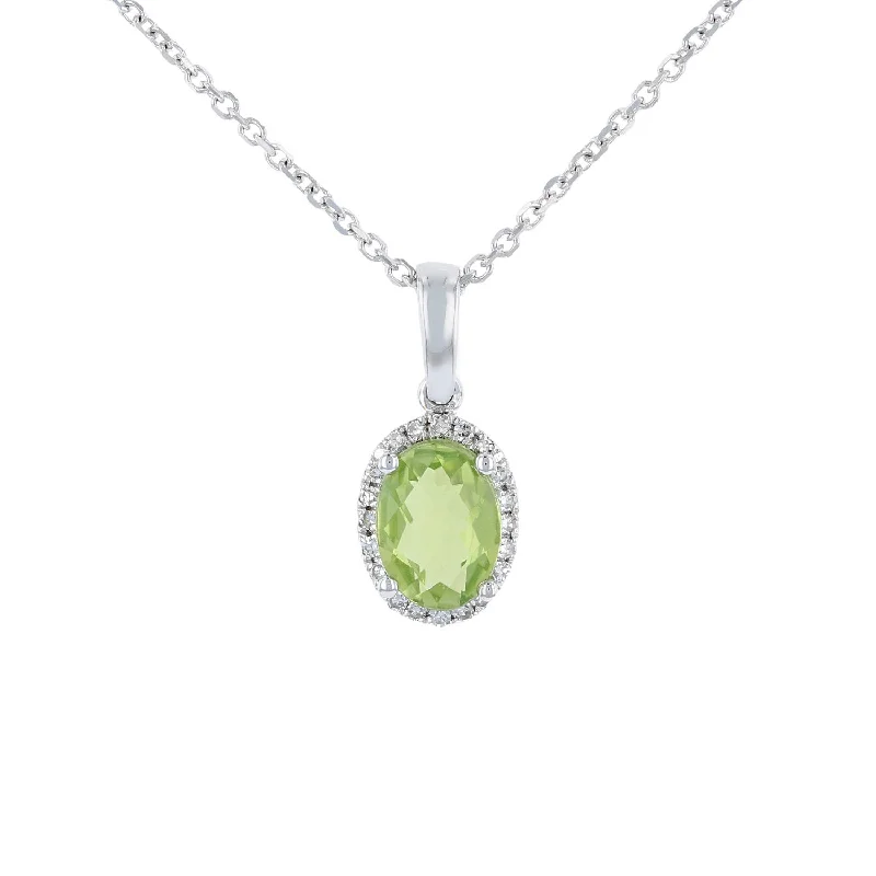 emerald cut diamond wedding ring Peridot & Diamond Oval Halo Pendant