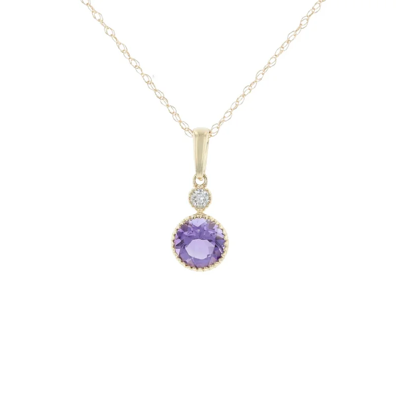 vintage-inspired gold locket Petite Round Amethyst & Diamond Necklace