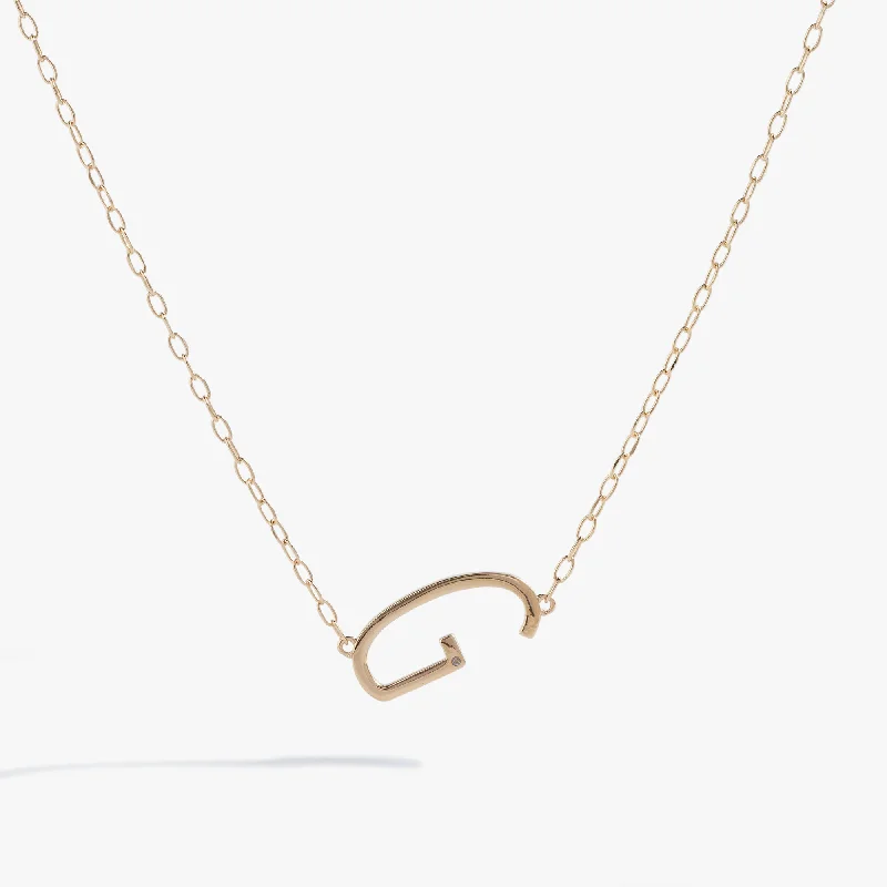 white topaz stacking rings Initial G Precious Elongated Necklace