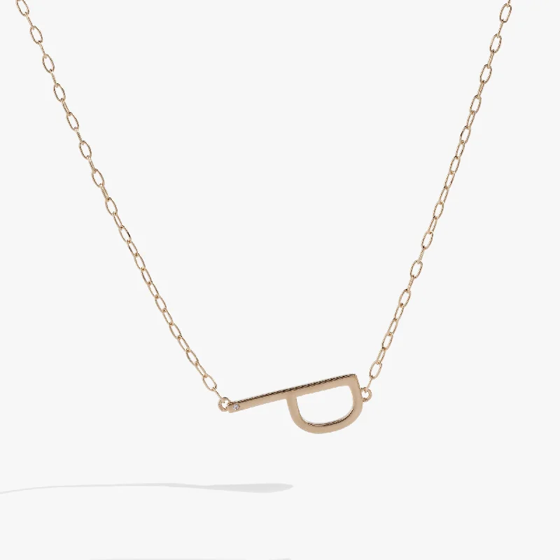 dainty ruby stacking rings Initial P Precious Elongated Necklace