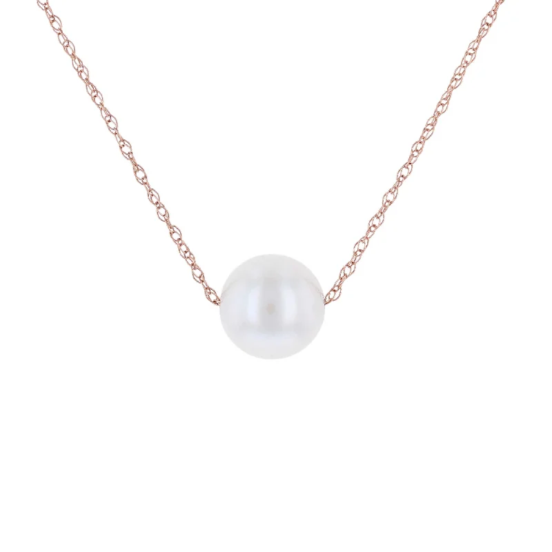hammered silver wedding band Rose Gold Solitaire Pearl Necklace