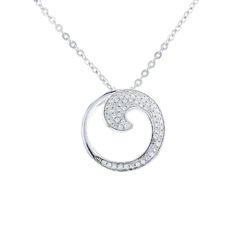 men’s engraved stainless steel bracelet Silver Cubic Zirconia Wave Necklace