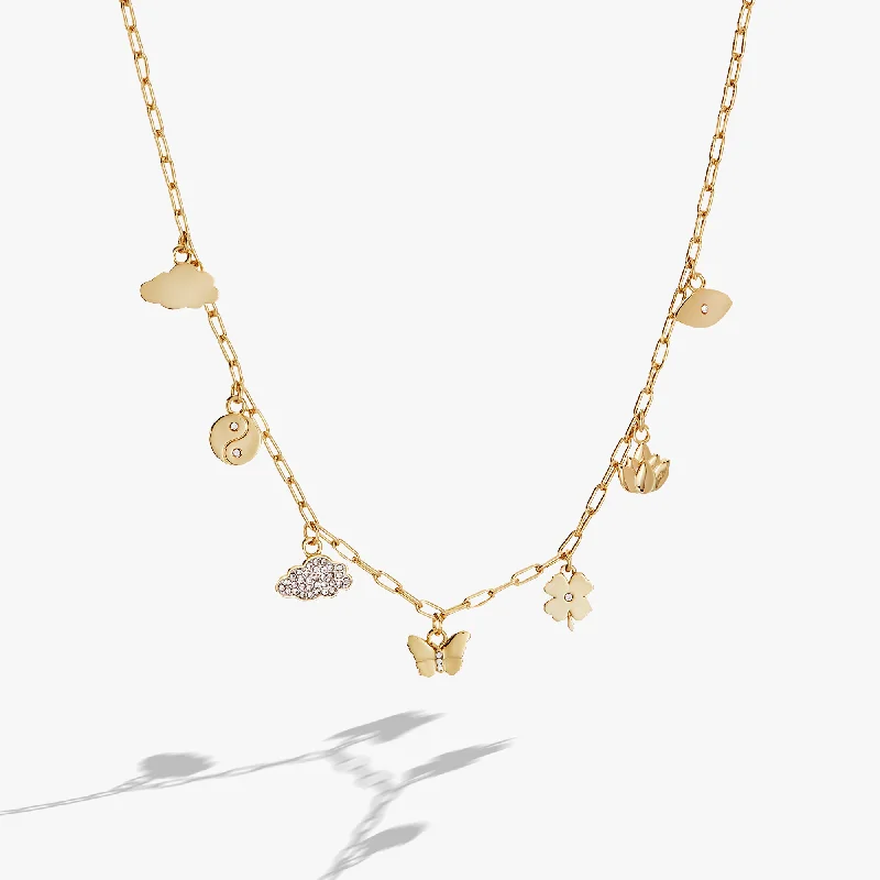 celestial moonstone ring gold Silver Linings Charm Necklace