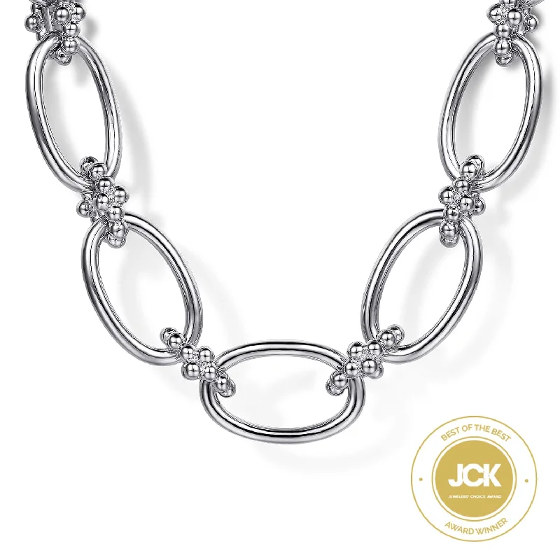 silver lotus flower earrings Sterling Silver 16 inch Oval Link Necklace